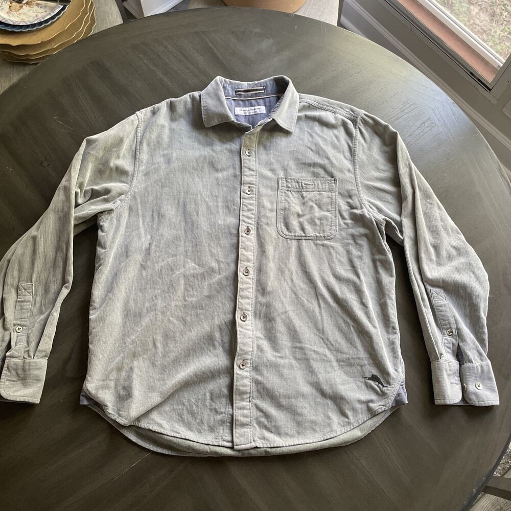 Tommy Bahama Coastline Cord Shirt Mens M Green Corduroy Button Down